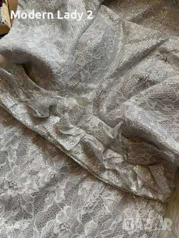 Официална дълга мръсно бяла рокля с пайети, снимка 3 - Рокли - 50990896