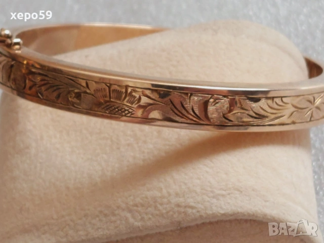 Златна дамска гривна,тип белезници,ръчна гравюра,20.60 гр. злато 333, снимка 5 - Гривни - 54237925