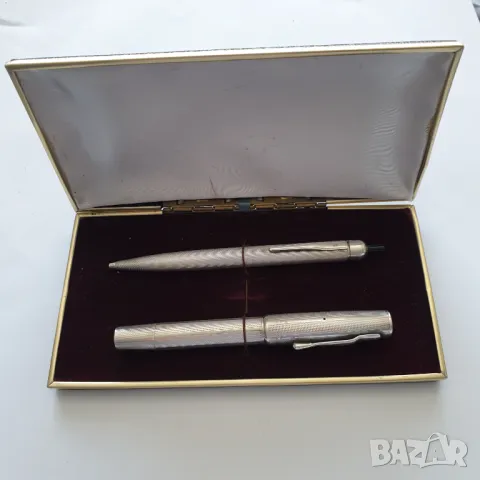 Сребърни химикалка и писалка със златен писец 14к Warranted