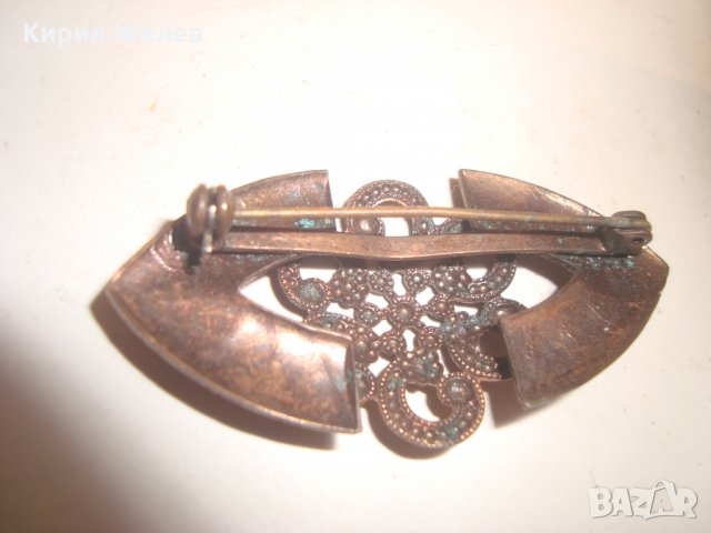 СТАРИННА МЕДНА МАЙСТОРСКА АР ДЕКО АЖУРНА БРОШКА РЕТРО БИЖУ 12365, снимка 5 - Антикварни и старинни предмети - 30637578