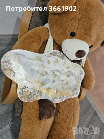 Ръчна изработка Часовник картина мрамор ефект , снимка 3 - Картини - 48703918