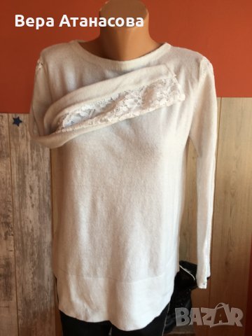 🥾💄Zara, широк пуловер с кант от дантела на ръкавите,л размер👉12 лв.⚡️, снимка 2 - Блузи с дълъг ръкав и пуловери - 30519257