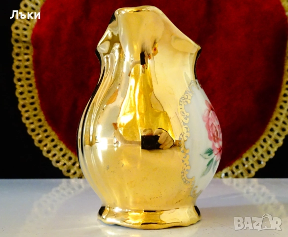 Каничка баварски порцелан,чисто злато,роза,барок. , снимка 2 - Антикварни и старинни предмети - 52056147