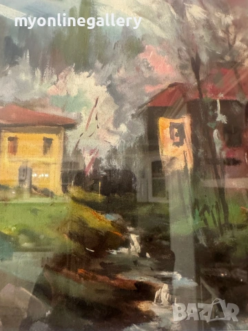 Стара картина Стоян Кирязов масло на картон, снимка 10 - Картини - 53204103