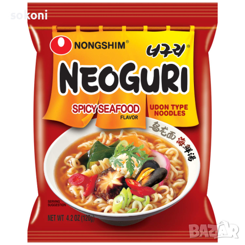Nongshim Neoguri Ramyun Spicy Seafood / Нонгшим Неогури Рамен Нудълс ...