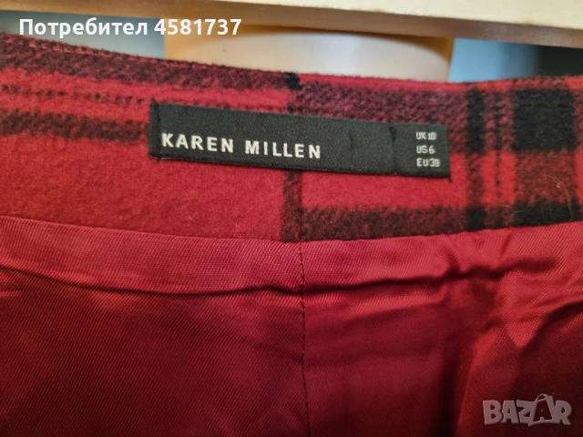 Вълнена мини пола каре Karen Milen, снимка 7 - Поли - 52107987