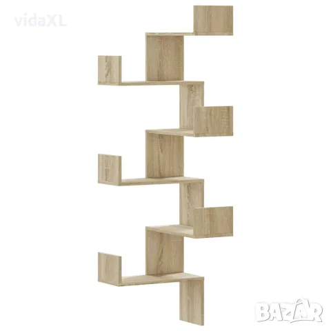vidaXL Стенен ъглов рафт, дъб сонома, 45x45x147 см, инженерно дърво