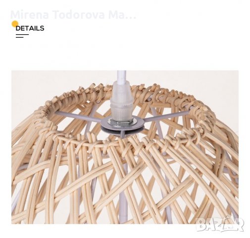  Полилей ткан ратан лампа. Естествен бамбук висулка , снимка 5 - Лампи за таван - 36996347