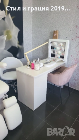 Маса за маникюр с прахоуловител и мострен LED изложител за лакове Marion 118 х 52 х 75/125 - 30W, снимка 11 - Педикюр и маникюр - 44193607