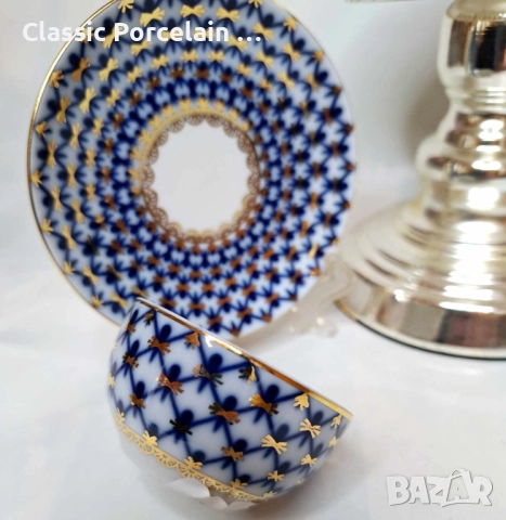 МИНИ КАФЕЕНА ДВОЙКА „КОБАЛТОВА МРЕЖА“ – 50 МЛ ЛФЗ / ИФЗ / Ломоносов Limitiert Premium , снимка 3 - Сервизи - 52796636