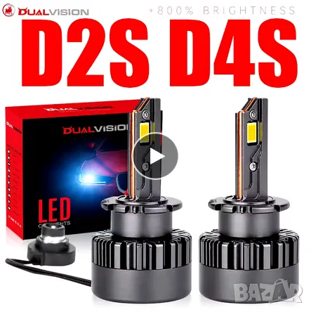 LED Крушки D2S - заместител на фабричен ксенон +300% повече светлина., снимка 1 - Аксесоари и консумативи - 48877460