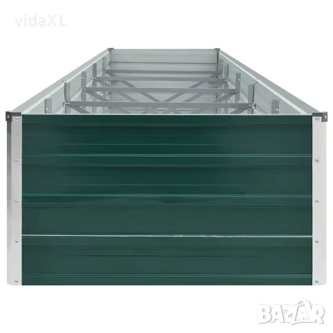 vidaXL Градинска висока леха поцинкована стомана 480x80x45 см зелена, снимка 4 - Саксии и кашпи - 56147593