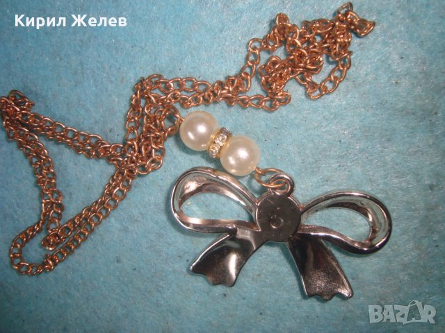 СКЪПОЦЕННА АРТ НУВО СТИЛ БЛЕСТЯЩА ПАНДЕЛКА - МЕДАЛЬОН КОЛИЕ със ЗЛАТИСТО СИНДЖИРЧЕ 20203, снимка 3 - Колиета, медальони, синджири - 35100900