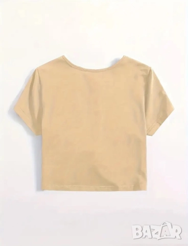 Дамски бежов топ с ефектен дизайн, снимка 3 - Корсети, бюстиета, топове - 51530329