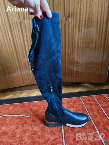 Дамски велурени ботуши над коляното, снимка 7 - Дамски ботуши - 48895527