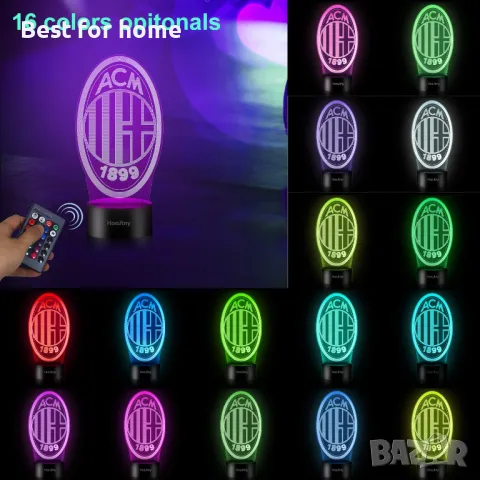 AC Milan 3D LED лампа с дистанционно , снимка 3 - Футбол - 48341884