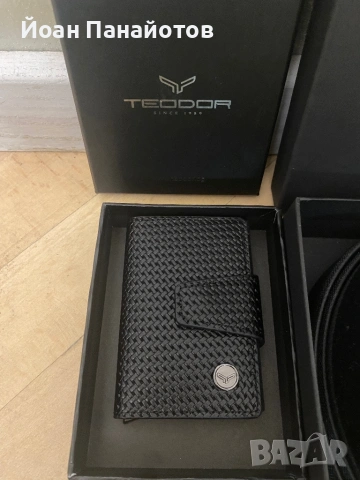 Тъмно син колан и визитник Teodor, снимка 3 - Колани - 54204154