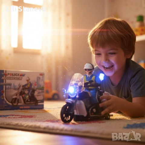 Полицейски мотор със светлини и звук–движение,екшън и усмивки. , снимка 6 - Коли, камиони, мотори, писти - 51827373