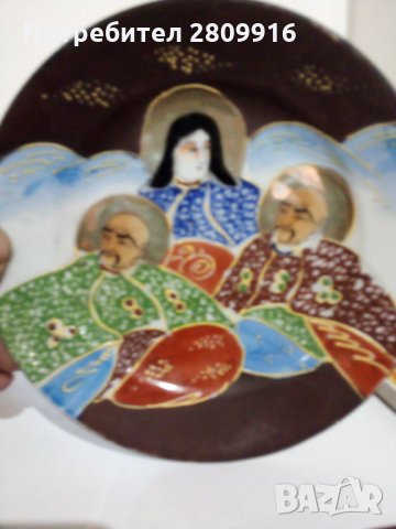 Ръчно рисувана порцеланова чиния на Сатцума, снимка 5 - Колекции - 30980486