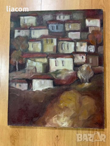 ТОДОР ИГНАТОВ масло/платно градси пейзаж, снимка 4 - Картини - 33921717