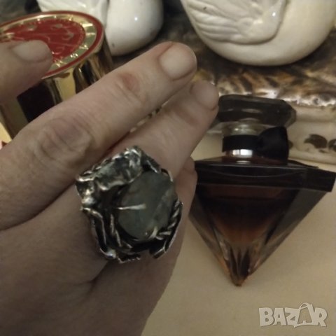 Бутиков сребърен пръстен с естествен аквамарин , снимка 10 - Пръстени - 39723082
