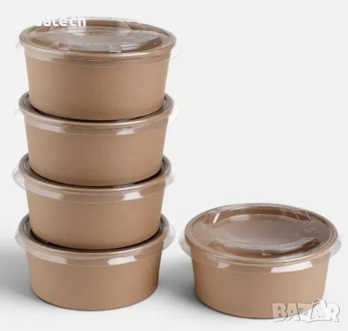 Крафт купа с прозрачен капак 750 ml – 5 бр.