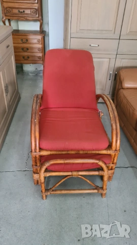 винтидж бамбуков шезлонг с табуретка – Уют и Елегантност за Вашия Дом, снимка 4 - Градински мебели, декорация  - 54204227