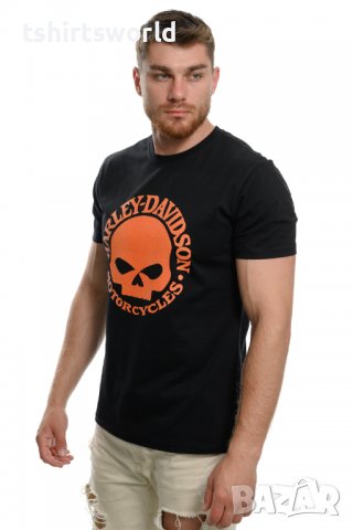 Нова мъжка тениска с дигитален печат HARLEY DAVIDSON с гръб, Череп, снимка 8 - Тениски - 37670218