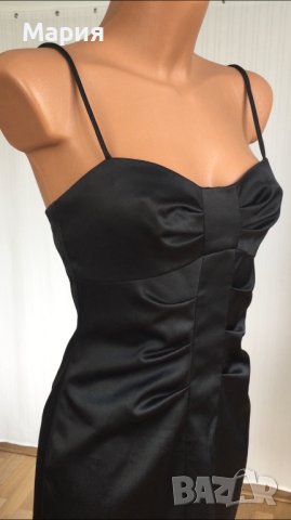 С / S Чисто нова е етикет Дамска Официална Елегантна Рокля Черна Сатенена Класически модел, снимка 14 - Рокли - 42767845