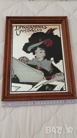 Красиво огледално произведение на изкуството, картина в стил Арт Нуво от Georgies de Feure. , снимка 5 - Други ценни предмети - 42164488