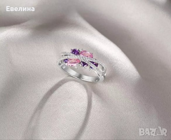 Дамски комплект пръстен и обеци, щампа 925 сребро, снимка 9 - Бижутерийни комплекти - 38154022