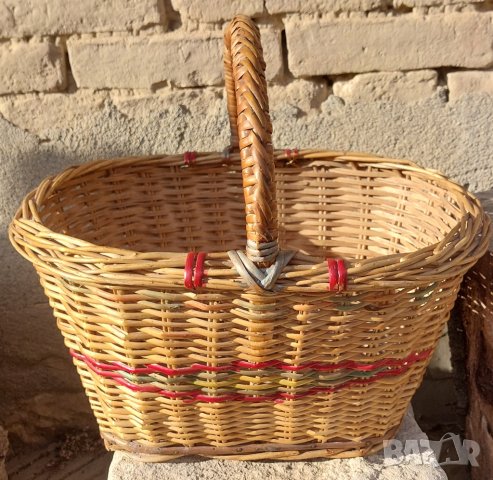 Голяма стара плетена кошница за пикник или село, снимка 4 - Други - 30182642
