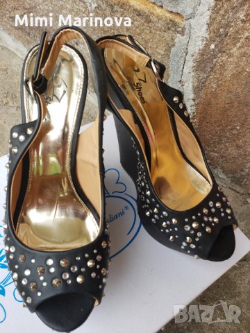 Обувки с пулчета и камъни на платформа, снимка 1 - Дамски обувки на ток - 29245885