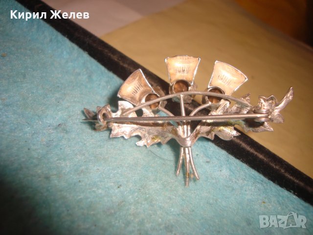 СКЪПОЦЕННА ПОСРЕБРЕНА ФЛОРАЛНА БЕЛ ЕПОК СТИЛ БРОШКА с ФАСЕТИРАНИ КАМЪНИ АМЕТИСТ 25558, снимка 4 - Други - 35585780