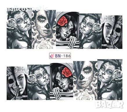 Водни стикери за маникюр черепи, снимка 7 - Продукти за маникюр - 30500462