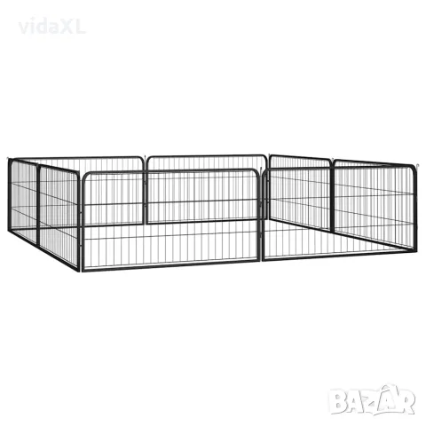 vidaXL Заграждение за куче черно 8 панела 100x50 см прахово боядисано, снимка 2 - За кучета - 56146630
