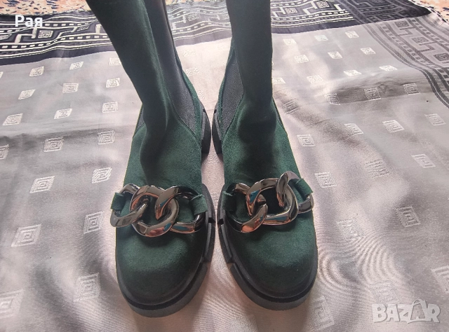 Дамски боти Carinii с ластици от естествен велур в цвят зелен , снимка 11 - Дамски боти - 51835416