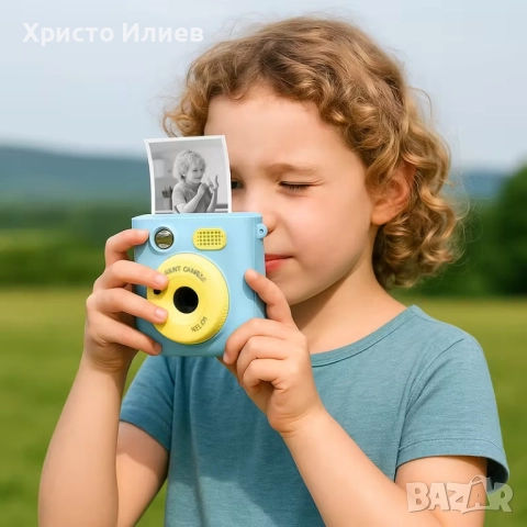 Детска камера с функция за печат Детски фотоапарат с дисплей за моментни снимки Син, снимка 6 - Други - 52054333