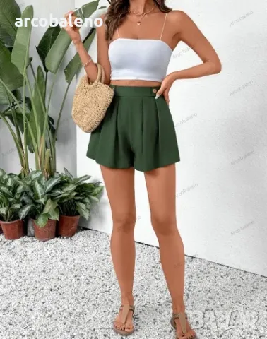 Ежедневни дамски къси панталони с висока талия и джобове