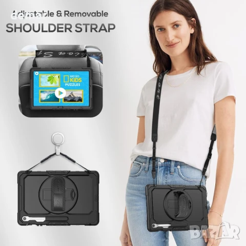 Калъф SEYMAC за Samsung Galaxy Tab S10 FE+ Plus 13.1 инча 2025 SM-X620 X626 X626B, черен, снимка 5 - Таблети - 50595459