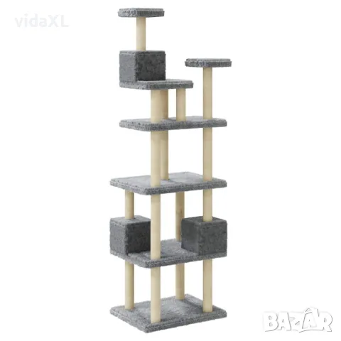 vidaXL Котешко дърво със сизалени стълбове, светлосиво, 188 см, снимка 6 - За котки - 56146214