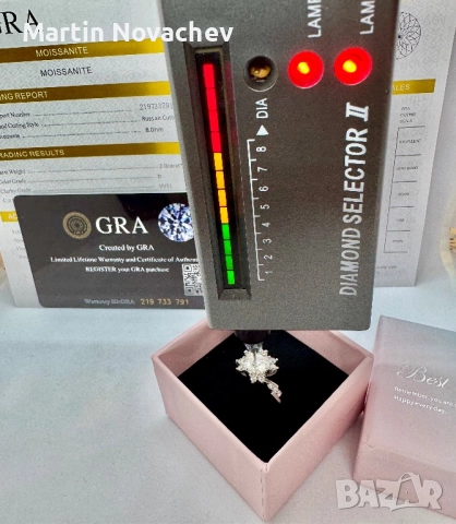 Сребърен пръстен с мойсанит (Диамант) 2 карата, снимка 12 - Пръстени - 51782381