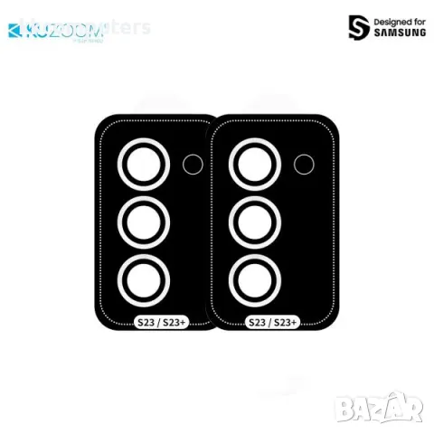 Камера стъклен protector Kuzoom AR rings за Samsung S23 / S23 Plus /Червен/ Баркод : 2402327, снимка 3 - Резервни части за телефони - 47772314