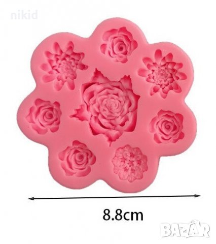 8 вида цветя цвете цветчета роза сукулент силиконов молд форма фондан декор , снимка 4 - Форми - 37215435