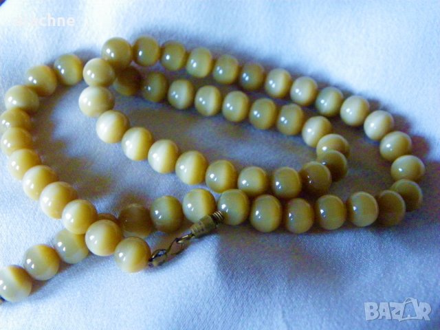 Стар гердан от хризоберил-цимофан с ефект "котешко око", снимка 3 - Колиета, медальони, синджири - 39075520