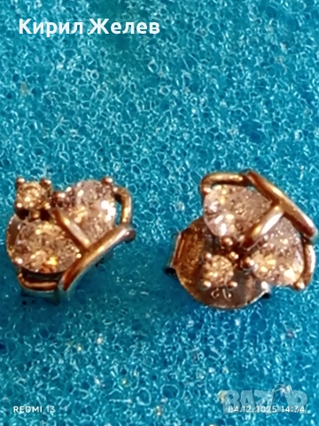 Елегантни сребърни обеци със инкрустирани кристали майстоска ръчна изработка 31152, снимка 7 - Обеци - 52650959