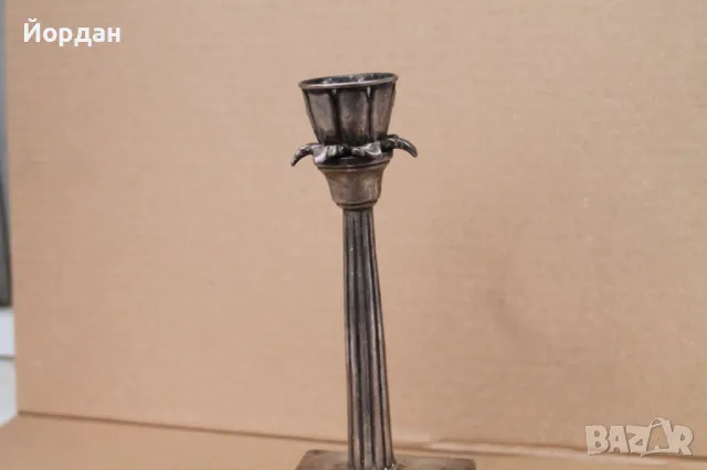 Посребрен свещник, снимка 12 - Антикварни и старинни предмети - 49849137