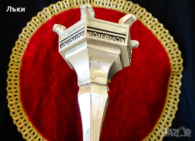 Посребрен еврейски свещник,менора,ханукия. , снимка 4 - Антикварни и старинни предмети - 54281735