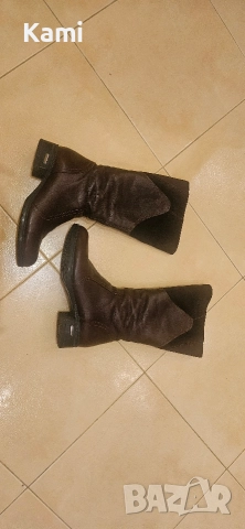 Топли кафяви ботуши, естествена кожа, номер 37