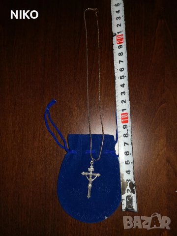 Продавам, Старинен сребърен кръст с Исус - разпятие Христово с 2 сребърни синджира, снимка 9 - Колиета, медальони, синджири - 33013340